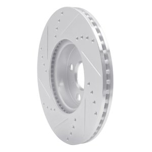 Toyota Yaris Brake Rotor (1) - Front Right - R1 Concepts - Drilled & Slotted - Silver - `12-`18